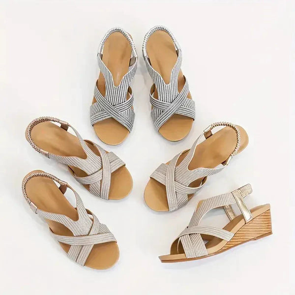 WOMEN'S LEATHER PLATFORM WEDGE ORTHOPEDIC SANDALS